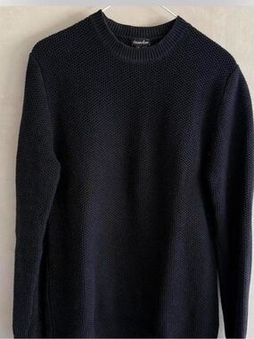 Steven Alan Navy Textured Crewneck Sweater